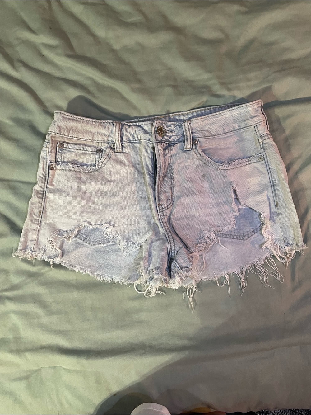 American Eagle Outfitters Light Blue Distressed Denim Shorts